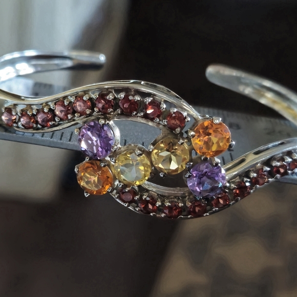 Nicky Butler Designer 925 Sterling Silver Cuff Bracelet Amethyst Garnet Citrine - Picture 7 of 16